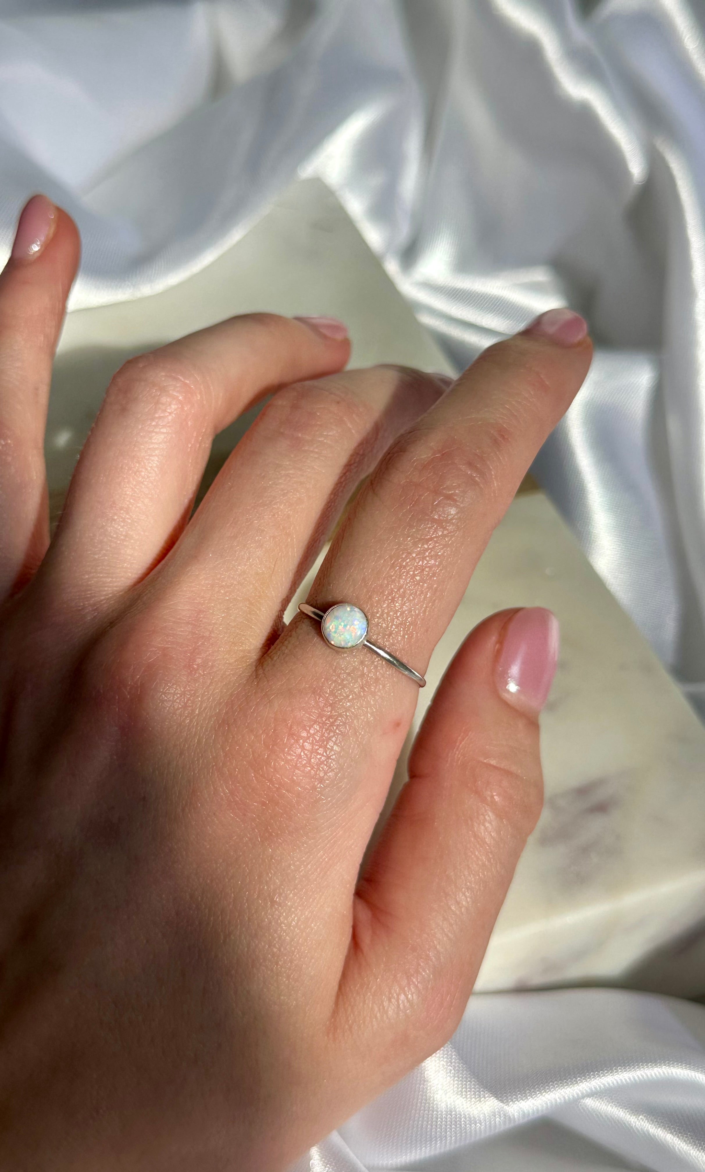 White Opal Ring